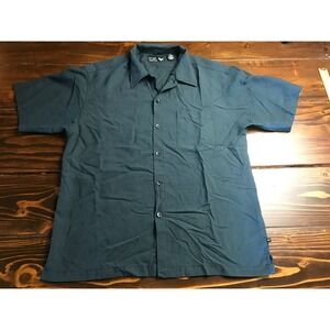 Pineapple Collection Shirt, Mens Size Large, Dark Green, Button Up, Short Sleeve
